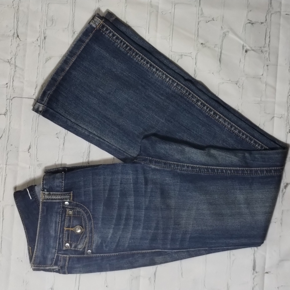 INC International Concepts Cotton Denim Regular Fit Boot Leg Jewel Jeans